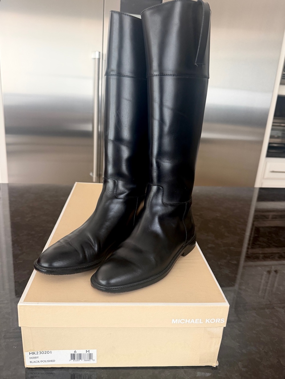 Michael Kors DERBY Black Leather Over-the-Knee Riding Boots Size 6.5